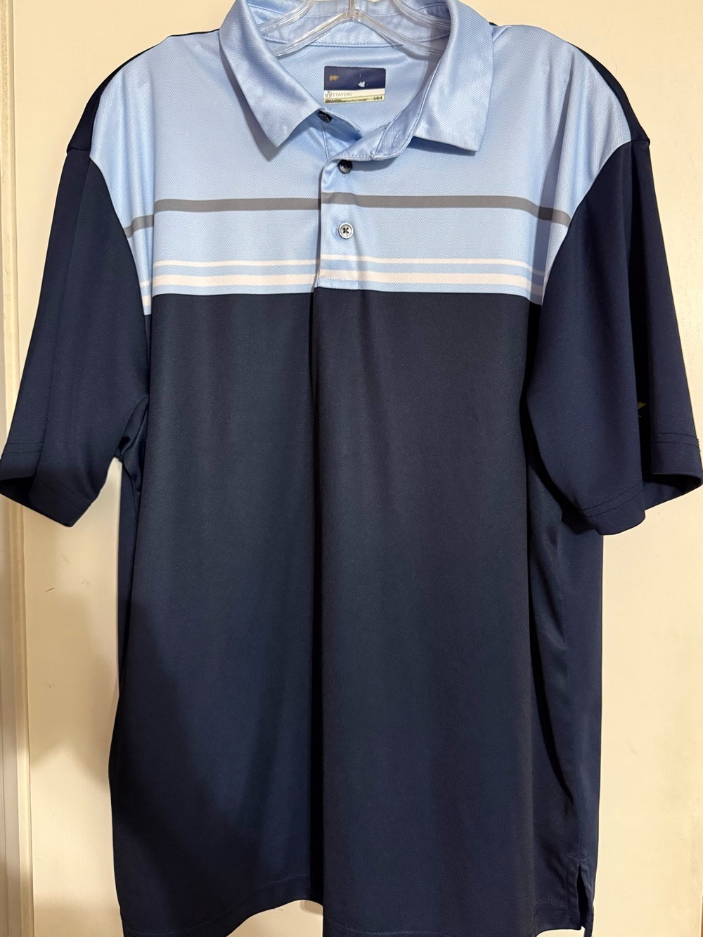 Jack Nicklaus Polo in Light Blue and Navy with Stripe Detail
